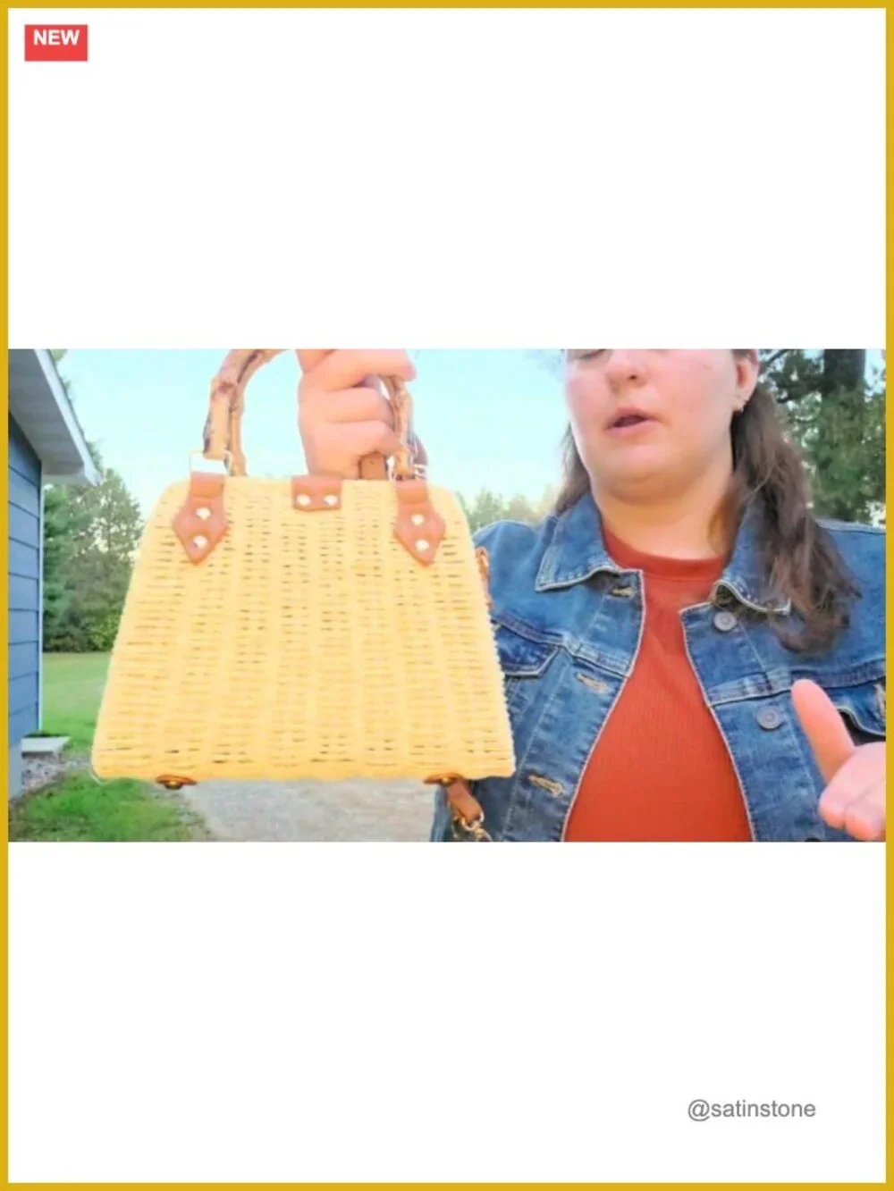 Handwoven Straw Crossbody Bag Summer Boho Beach Purse With Magnetic Closure - Picture 7 of 7
